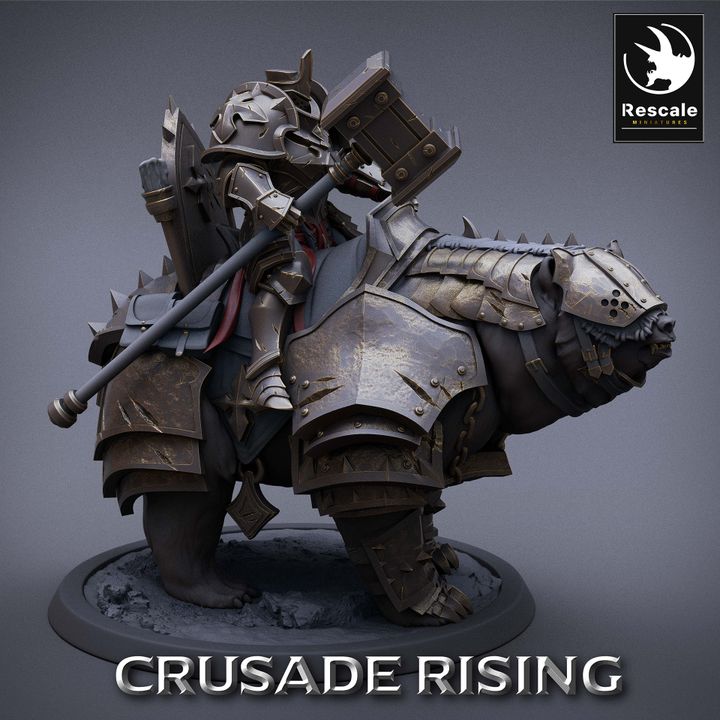 Bear Knight Templar Rider | Large | Rescale Miniatures | D&D DnD Pathfinder Miniature