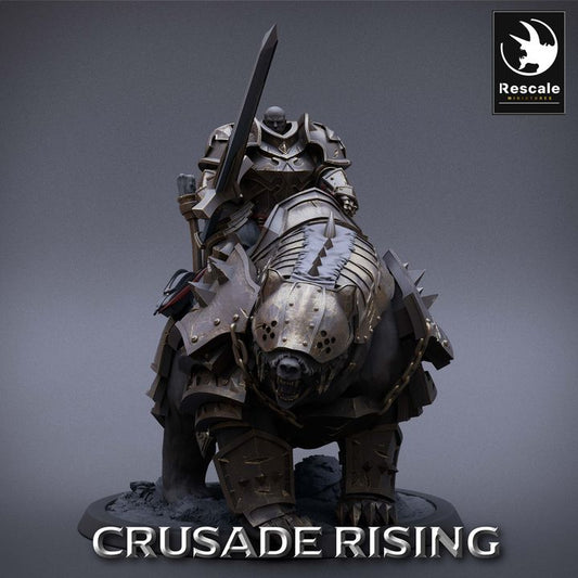 Templar Knight Armored Bear Rider | Large | Rescale Miniatures | D&D DnD Pathfinder Miniature