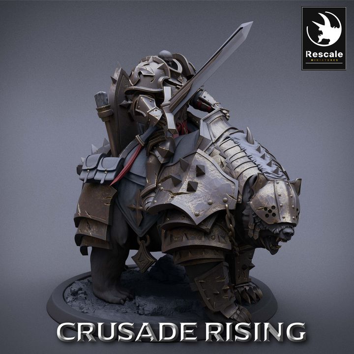 Templar Knight Armored Bear Rider | Large | Rescale Miniatures | D&D DnD Pathfinder Miniature