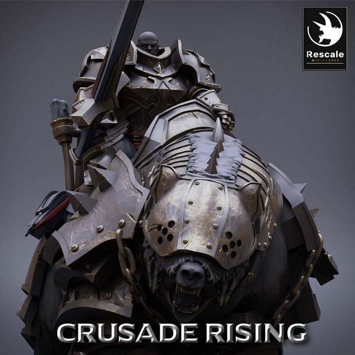 Templar Knight Armored Bear Rider | Large | Rescale Miniatures | D&D DnD Pathfinder Miniature