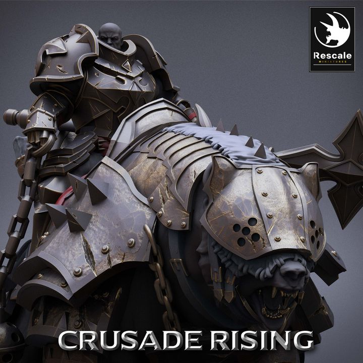 Templar Knight Bear Rider Guard | Large | Rescale Miniatures | D&D DnD Pathfinder Miniature