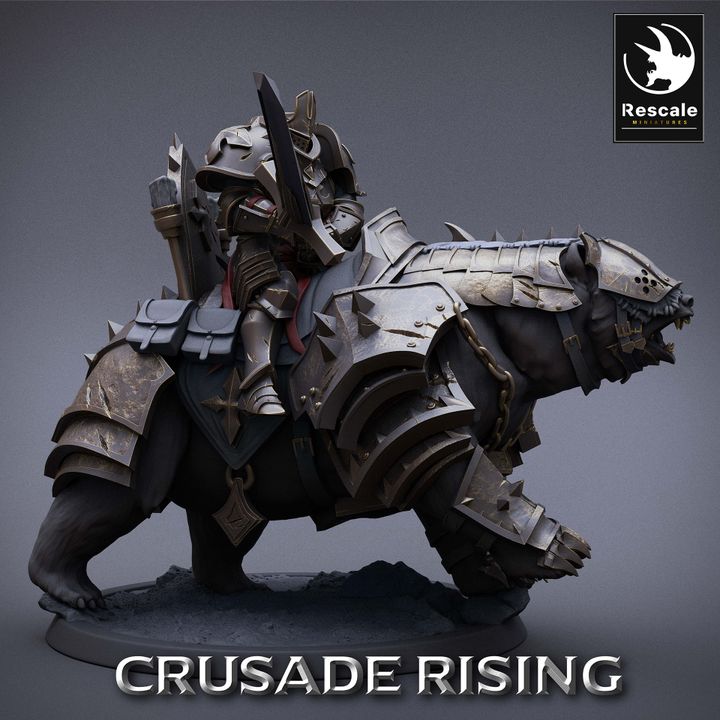 Collection Templar Bear Mounted Knight Beasts | Large | Rescale Miniatures | D&D DnD Pathfinder Miniature