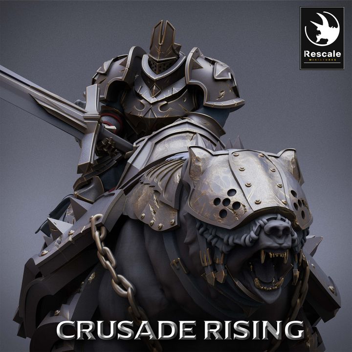Templar Bear Rider Knight | Large | Rescale Miniatures | D&D DnD Pathfinder Miniature