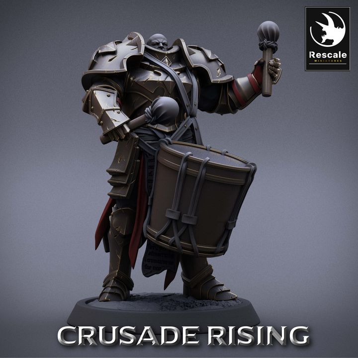 Collection Templar Paladin Support Banner Drummer | Medium | Rescale Miniatures | D&D DnD Pathfinder Miniature