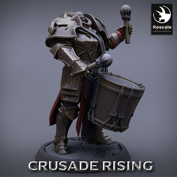 Collection Templar Paladin Support Banner Drummer | Medium | Rescale Miniatures | D&D DnD Pathfinder Miniature