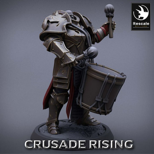Collection Templar Paladin Support Banner Drummer | Medium | Rescale Miniatures | D&D DnD Pathfinder Miniature