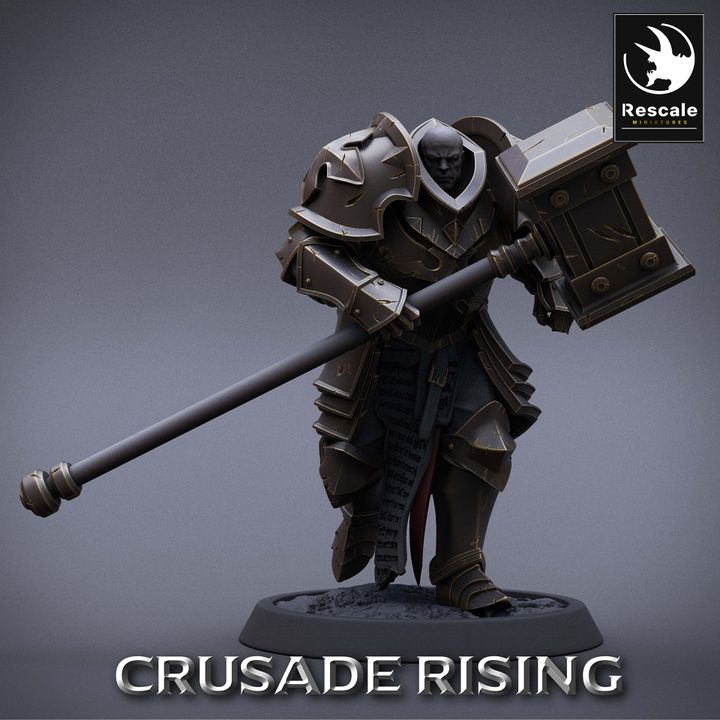 Collection Templar Paladin Warrior Hammer | Medium | Rescale Miniatures | D&D DnD Pathfinder Miniature