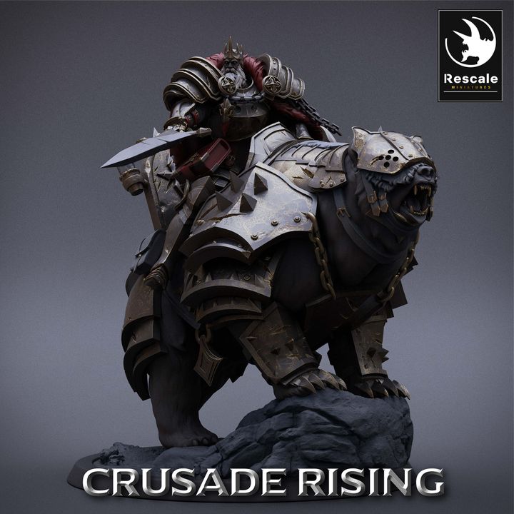 Templar King Bear - Mounted (50mm Base)