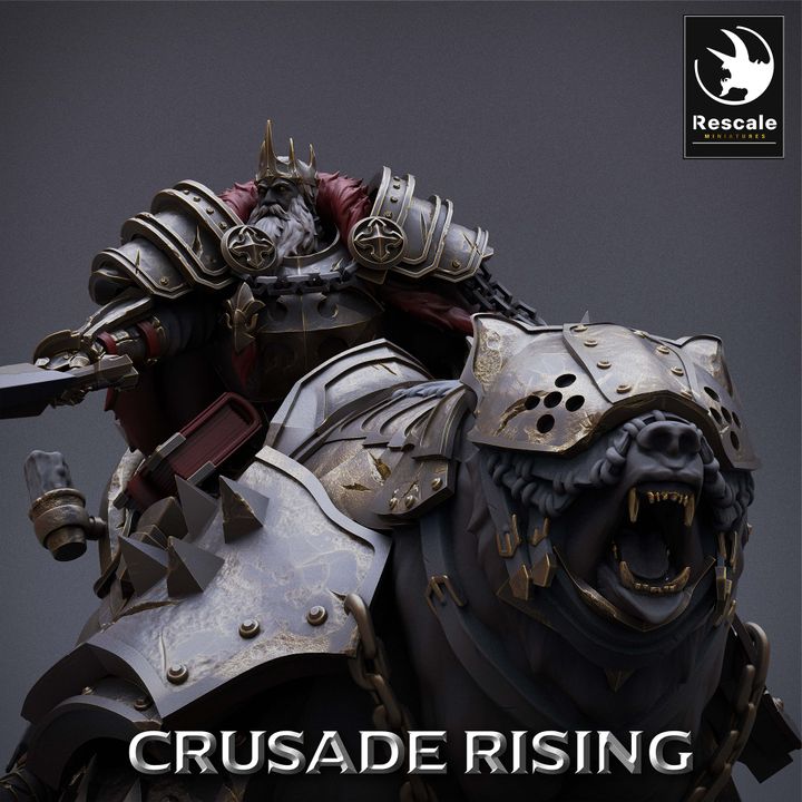 Templar King Bear - Mounted (50mm Base)
