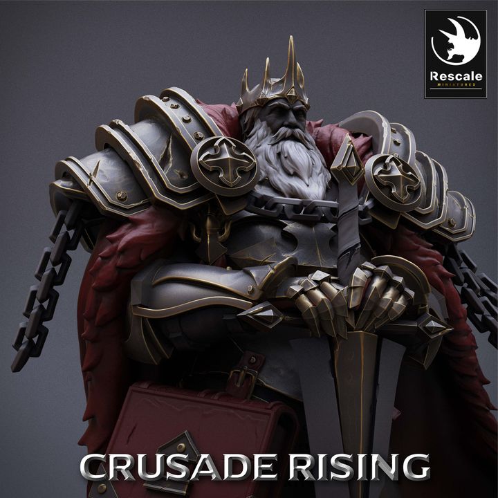 Templar King Paladin Guard Miniature | Medium | Rescale Miniatures | D&D DnD Pathfinder Miniature