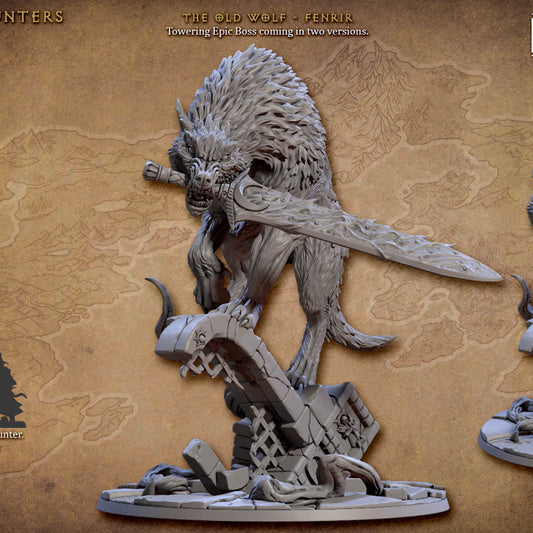 Fenrir - The Old Wolf (Crouched) (100mm Base)