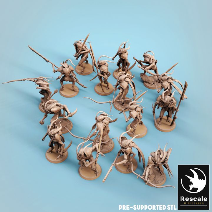 Thri-Keen Insectoid Soldier Miniature | Medium | Rescale Miniatures | D&D DnD Pathfinder Miniature