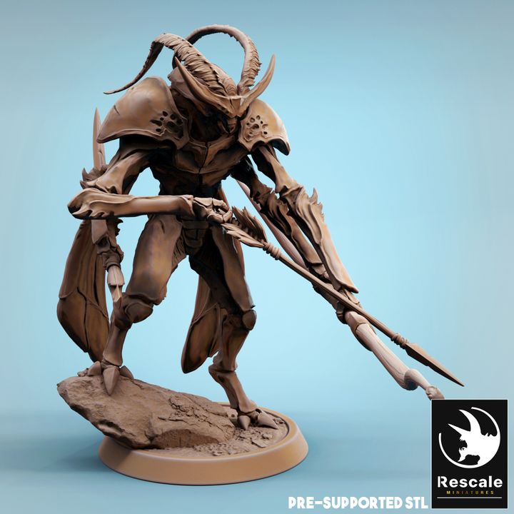 Thri-Keen Insectoid Soldier Miniature | Medium | Rescale Miniatures | D&D DnD Pathfinder Miniature