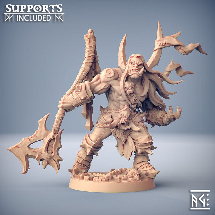 Orc Barbarian Axe Warrior | Medium | Artisan Guild | D&D DnD Pathfinder Miniature