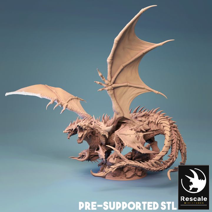 Tiamat Five-Headed Dragon Miniature | Gargantuan | Rescale Miniatures | D&D DnD Pathfinder Miniature