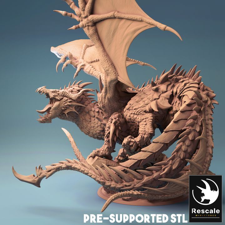 Tiamat Five-Headed Dragon Miniature | Gargantuan | Rescale Miniatures | D&D DnD Pathfinder Miniature