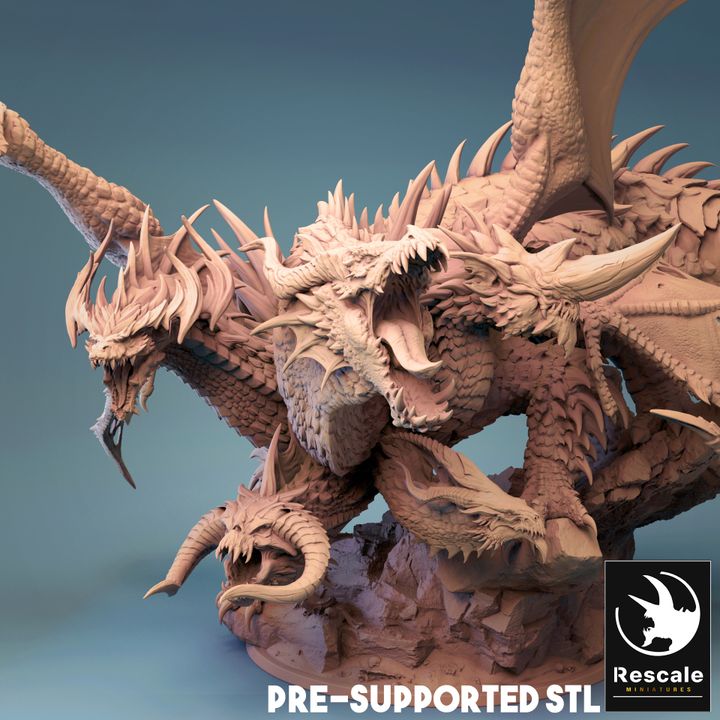 Tiamat Five-Headed Dragon Miniature | Gargantuan | Rescale Miniatures | D&D DnD Pathfinder Miniature