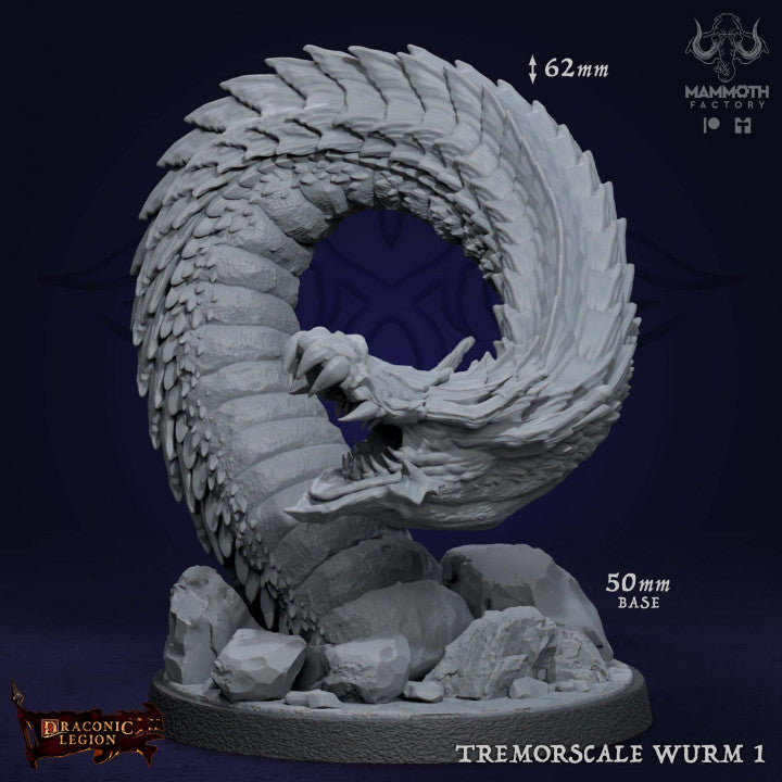 Tremorscale Wurm Dragon Serpent | Large | Mammoth Factory | D&D DnD Pathfinder Miniature