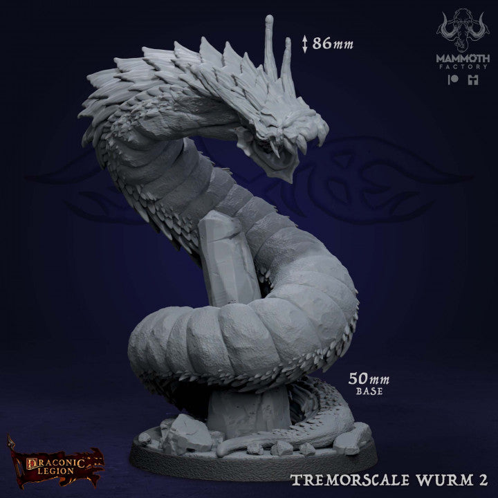 Tremorscale Wurm Dragon Serpent | Large | Mammoth Factory | D&D DnD Pathfinder Miniature