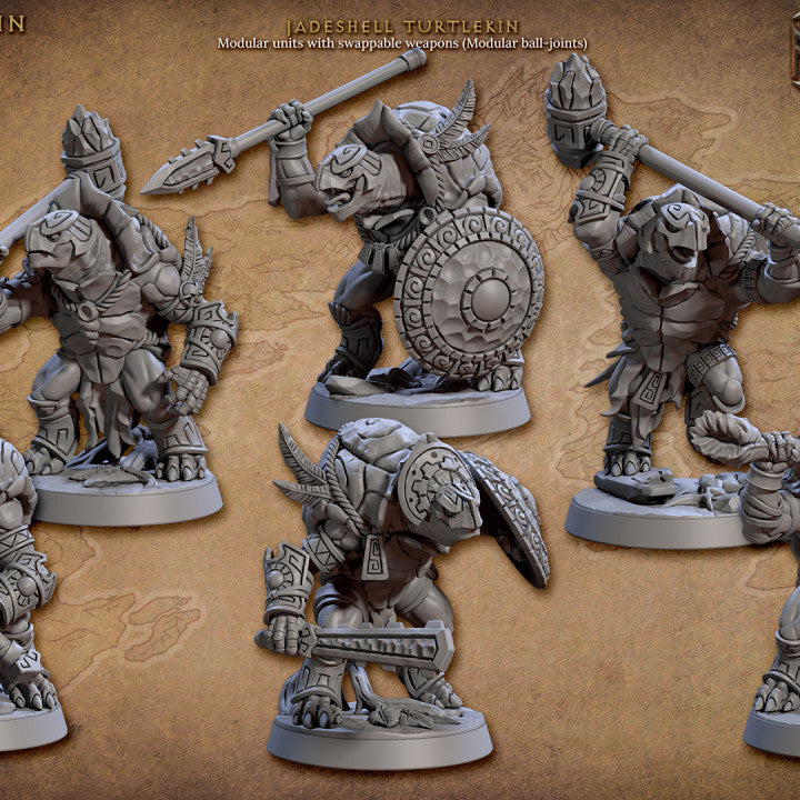 Jadeshell Turtlekin Warrior Tortle | Medium | Artisan Guild | D&D DnD Pathfinder Miniature