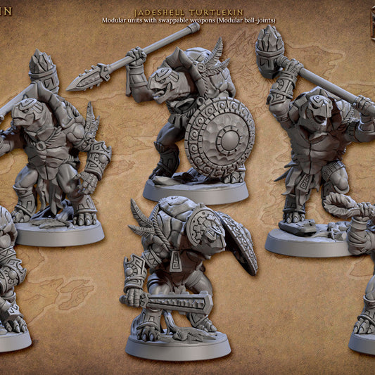 Jadeshell Turtlekin Warrior Tortle | Medium | Artisan Guild | D&D DnD Pathfinder Miniature