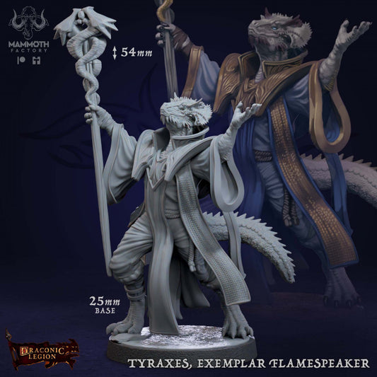 Dragonborn Flamespeaker Spellcaster Miniature | Medium | Mammoth Factory | D&D DnD Pathfinder Miniature