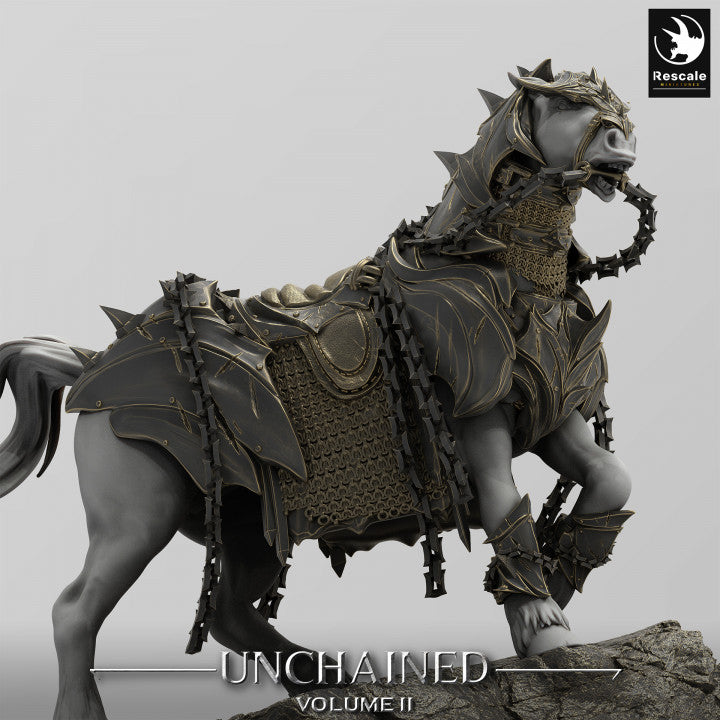 Armored War Horse Mount Battle | Large | Rescale Miniatures | D&D DnD Pathfinder Miniature