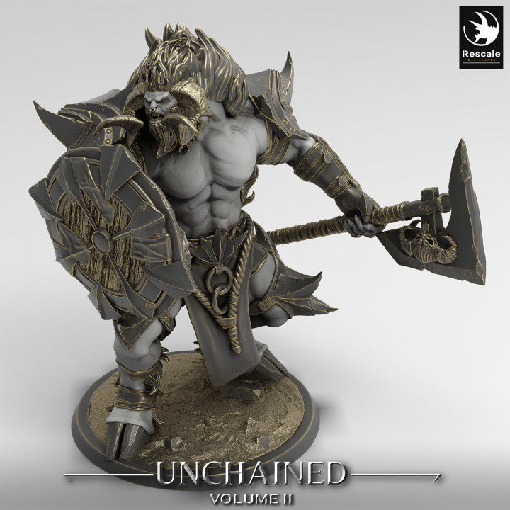 Collection Minotaur Warrior Axe Hammer Spear | Large | Rescale Miniatures | D&D DnD Pathfinder Miniature
