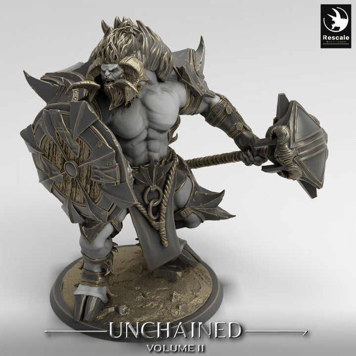 Collection Minotaur Warrior Axe Hammer Spear | Large | Rescale Miniatures | D&D DnD Pathfinder Miniature