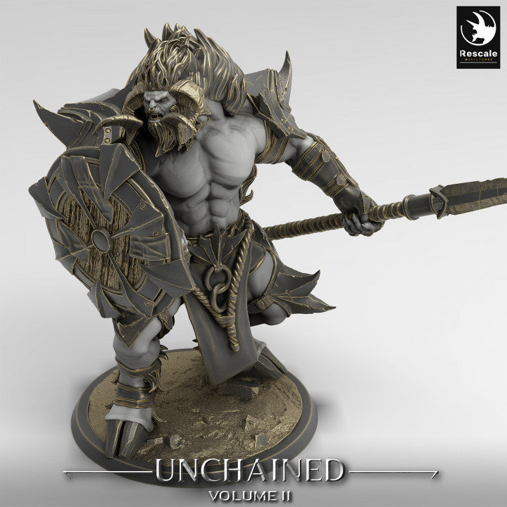 Collection Minotaur Warrior Axe Hammer Spear | Large | Rescale Miniatures | D&D DnD Pathfinder Miniature