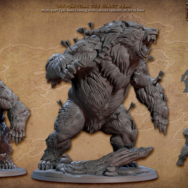 Uul-Bavgar the Giant Bear - Roaring (100mm Base)