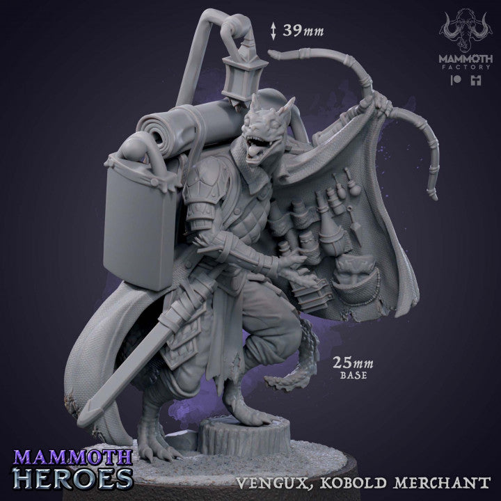 Kobold Merchant Miniature Figure | Medium | Mammoth Factory | D&D DnD Pathfinder Miniature