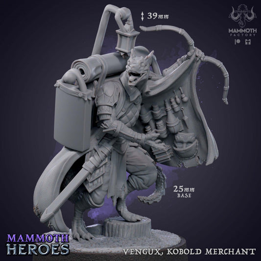 Kobold Merchant Miniature Figure | Medium | Mammoth Factory | D&D DnD Pathfinder Miniature