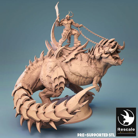 War Beast Rider Miniature Dinosaur | Gargantuan | Rescale Miniatures | D&D DnD Pathfinder Miniature
