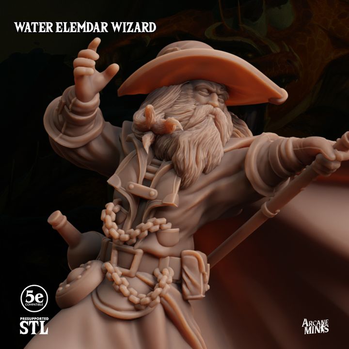 Water Elemdar Wizard - Casting (25mm Base)