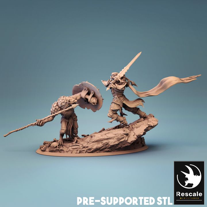 Nigromante vs. Guerrero Rata - Combate (Base de 25 mm)