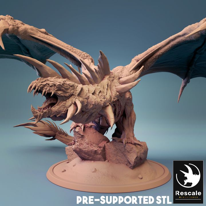 Crystal Dragon Roaring Pose | Large | Rescale Miniatures | D&D DnD Pathfinder Miniature