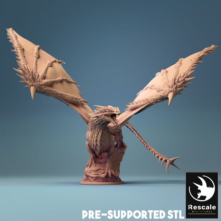Young Red Dragon Roaring | Large | Rescale Miniatures | D&D DnD Pathfinder Miniature