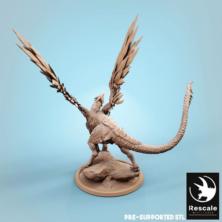Young Steel Dragon Model | Large | Rescale Miniatures | D&D DnD Pathfinder Miniature