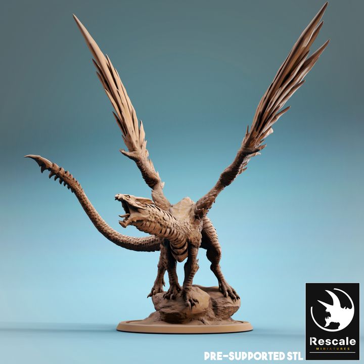 Young Steel Dragon Model | Large | Rescale Miniatures | D&D DnD Pathfinder Miniature