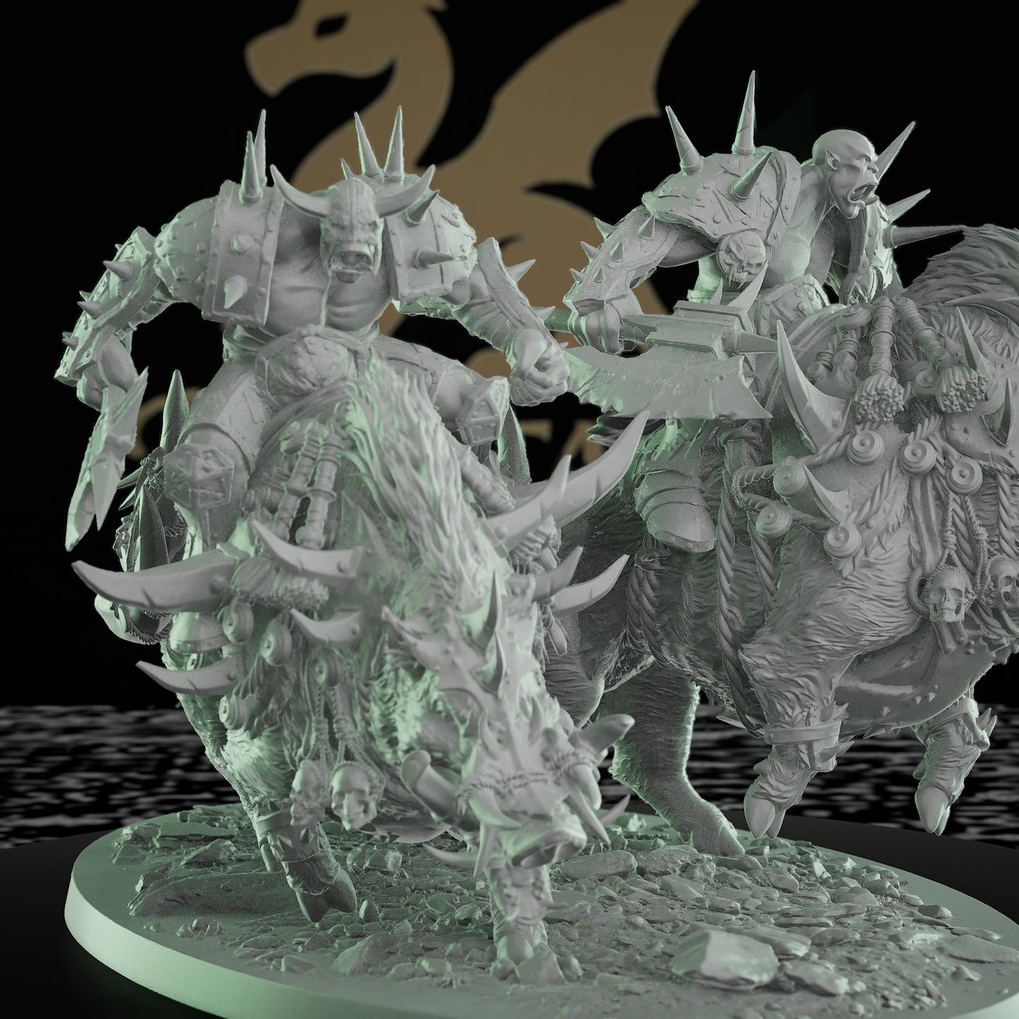 Collection Orc Boar Rider Villain Barbarian | Large | Rescale Miniatures | D&D DnD Pathfinder Miniature