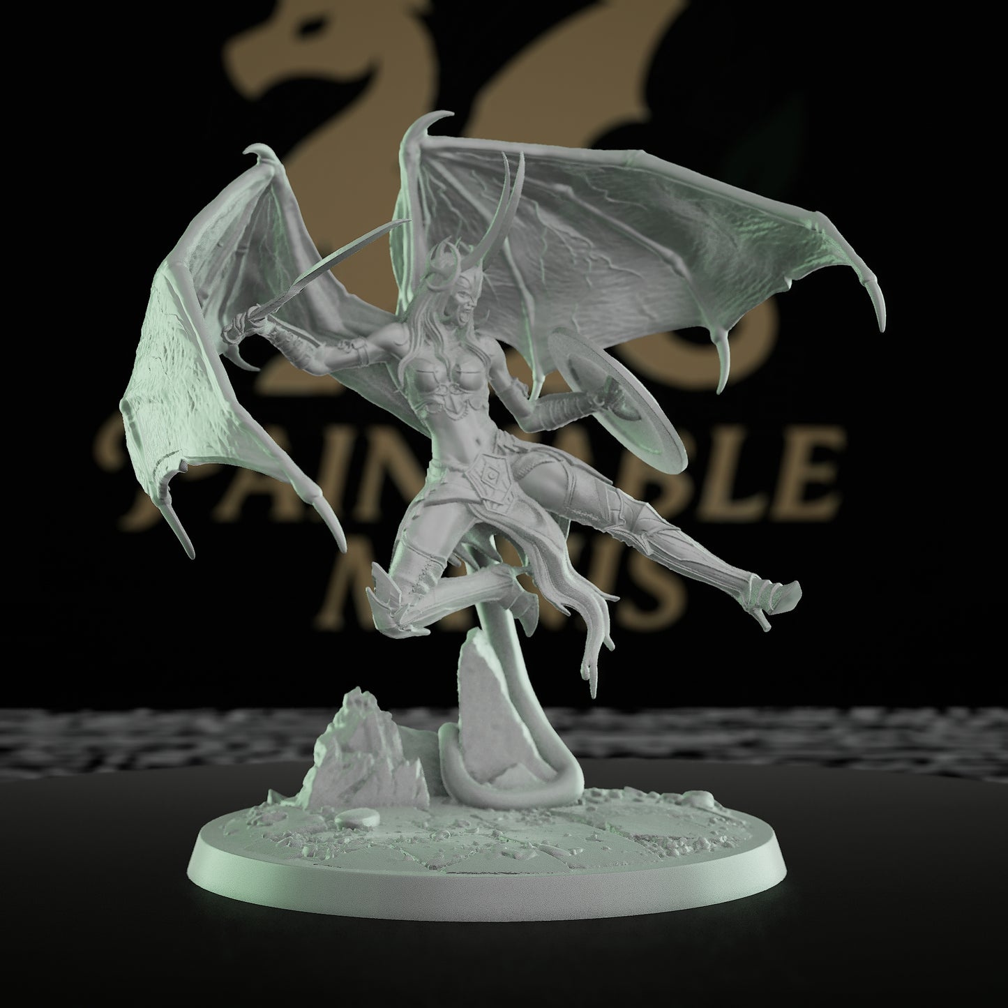 Collection Female Cambion Demon Warrior Wings | Large | Rescale Miniatures | D&D DnD Pathfinder Miniature