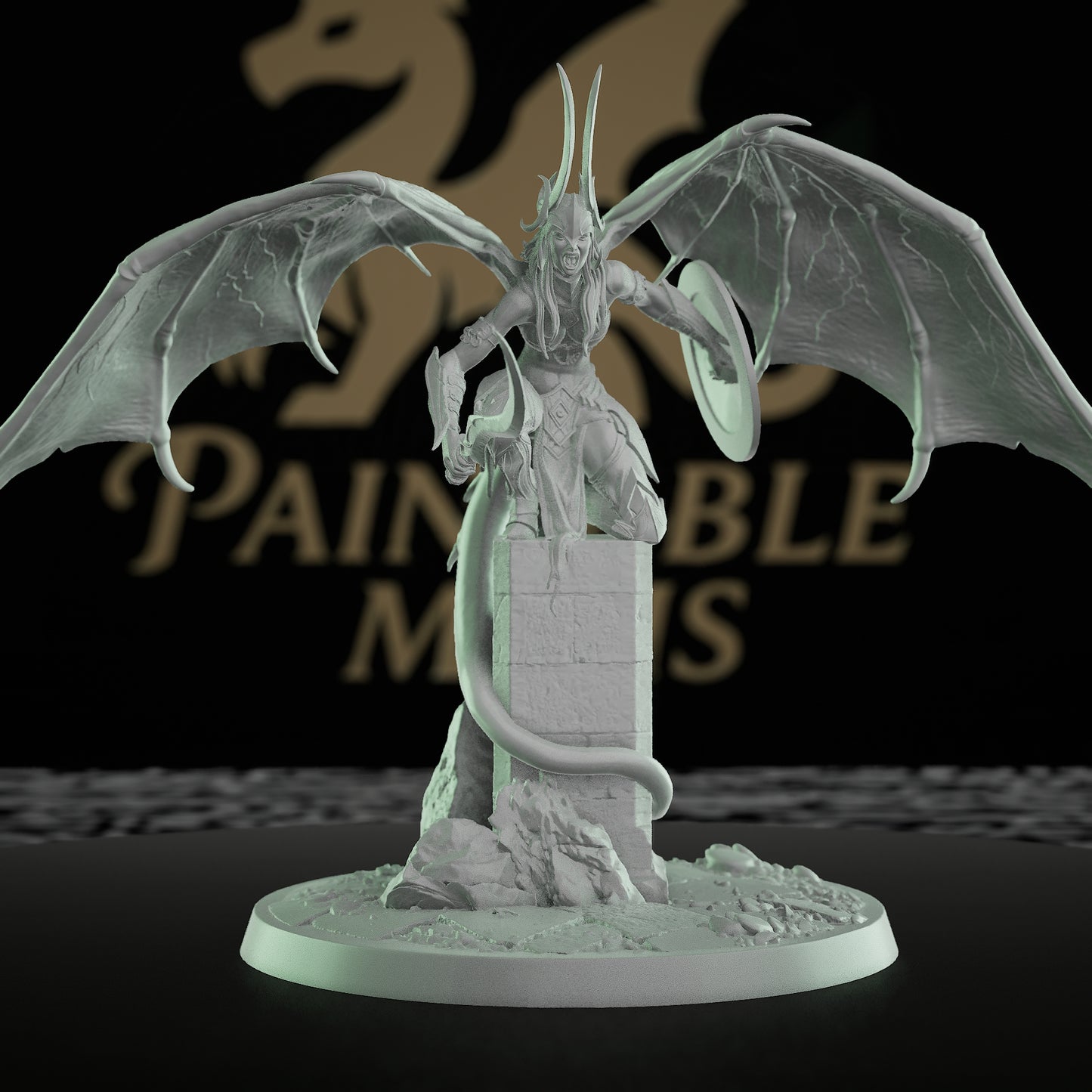 Collection Female Cambion Demon Warrior Wings | Large | Rescale Miniatures | D&D DnD Pathfinder Miniature