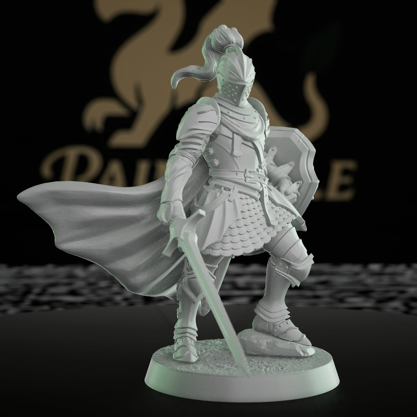 Chivalrian Knight Longsword Shield Battle | Medium | Mammoth Factory | D&D DnD Pathfinder Miniature