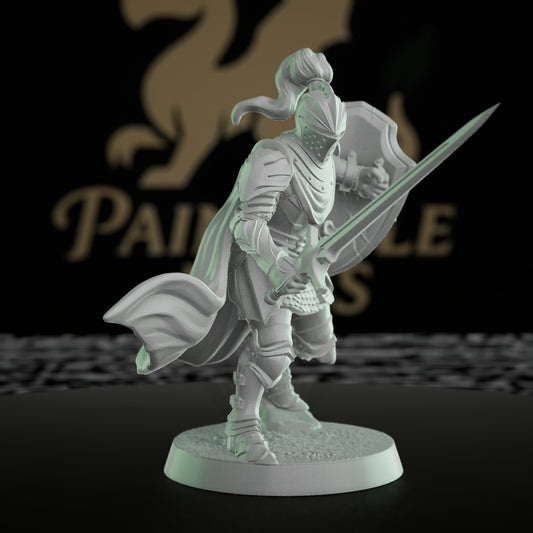 Chivalrian Knight Longsword Shield Battle | Medium | Mammoth Factory | D&D DnD Pathfinder Miniature