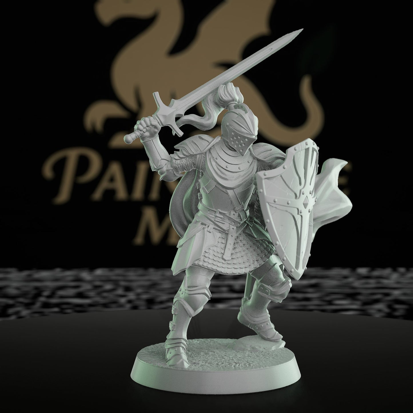 Chivalrian Knight Longsword Shield Battle | Medium | Mammoth Factory | D&D DnD Pathfinder Miniature