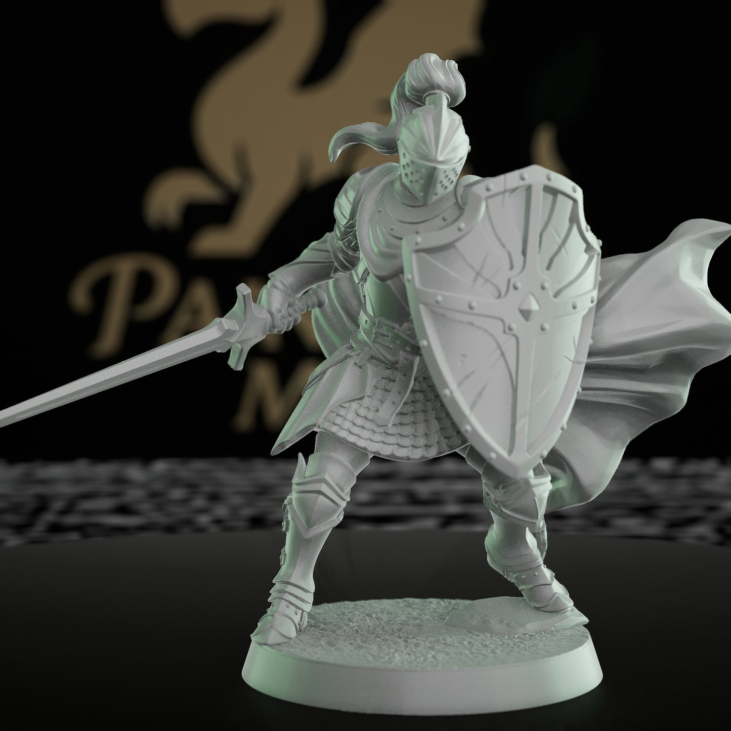 Chivalrian Knight Longsword Shield Battle | Medium | Mammoth Factory | D&D DnD Pathfinder Miniature