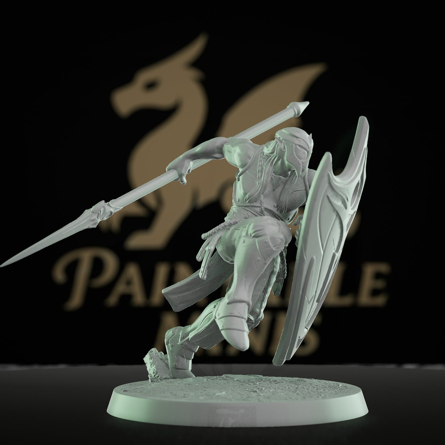 Collection Moon Elf Fighter Spear Warrior | Medium | Rescale Miniatures | D&D DnD Pathfinder Miniature