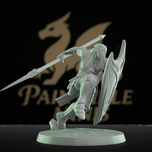 Collection Moon Elf Fighter Spear Warrior | Medium | Rescale Miniatures | D&D DnD Pathfinder Miniature