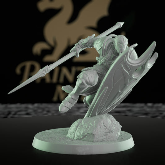 Collection Moon Elf Fighter Spear Warrior | Medium | Rescale Miniatures | D&D DnD Pathfinder Miniature